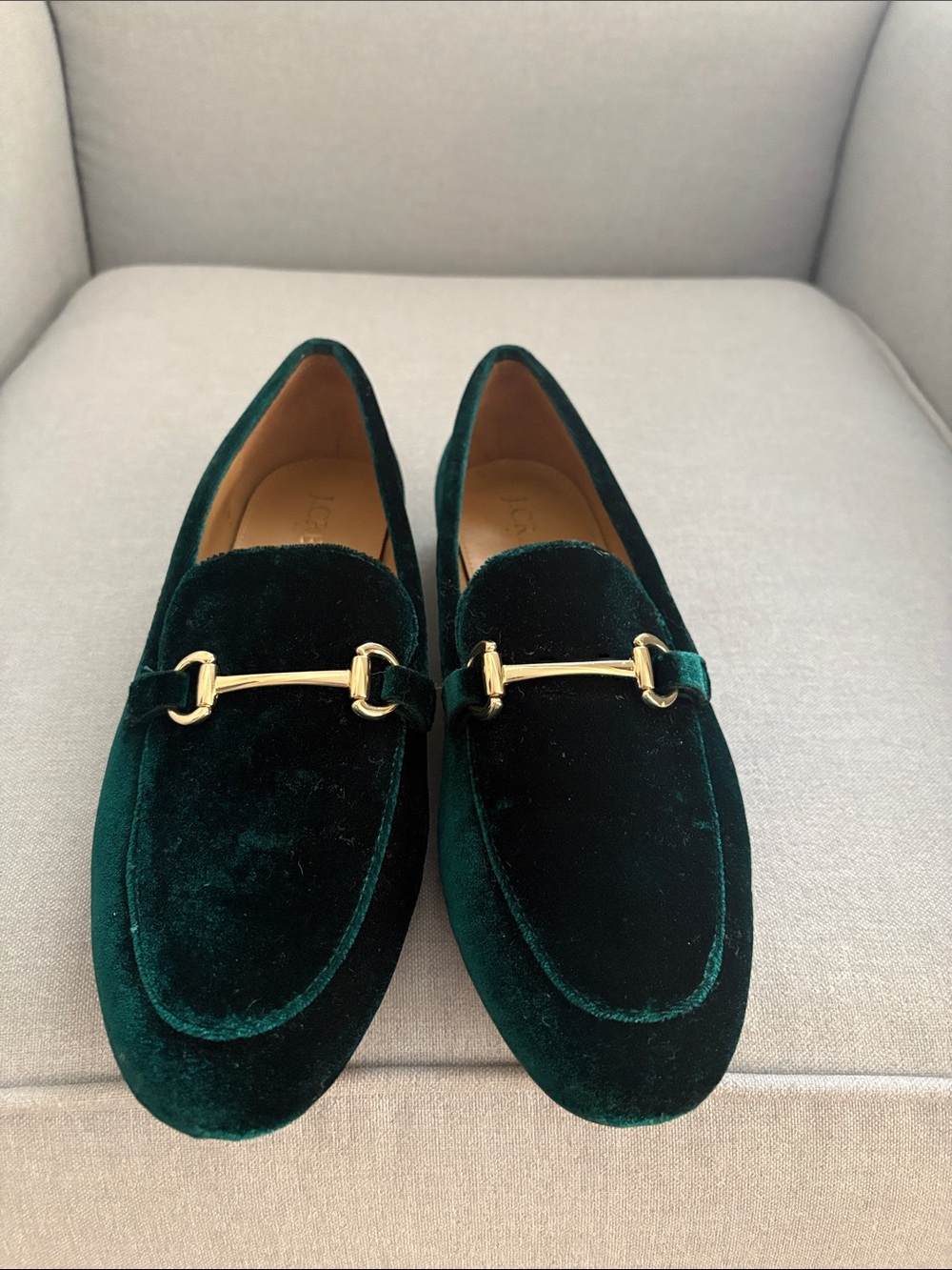Jcrew Women’s Velvet Loafers in Dark Green